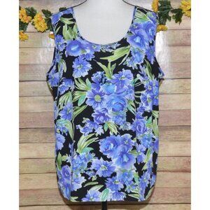 Vintage Joanna Purple Floral Sleeveless Tank Top Blouse Plus Size 18W Summer